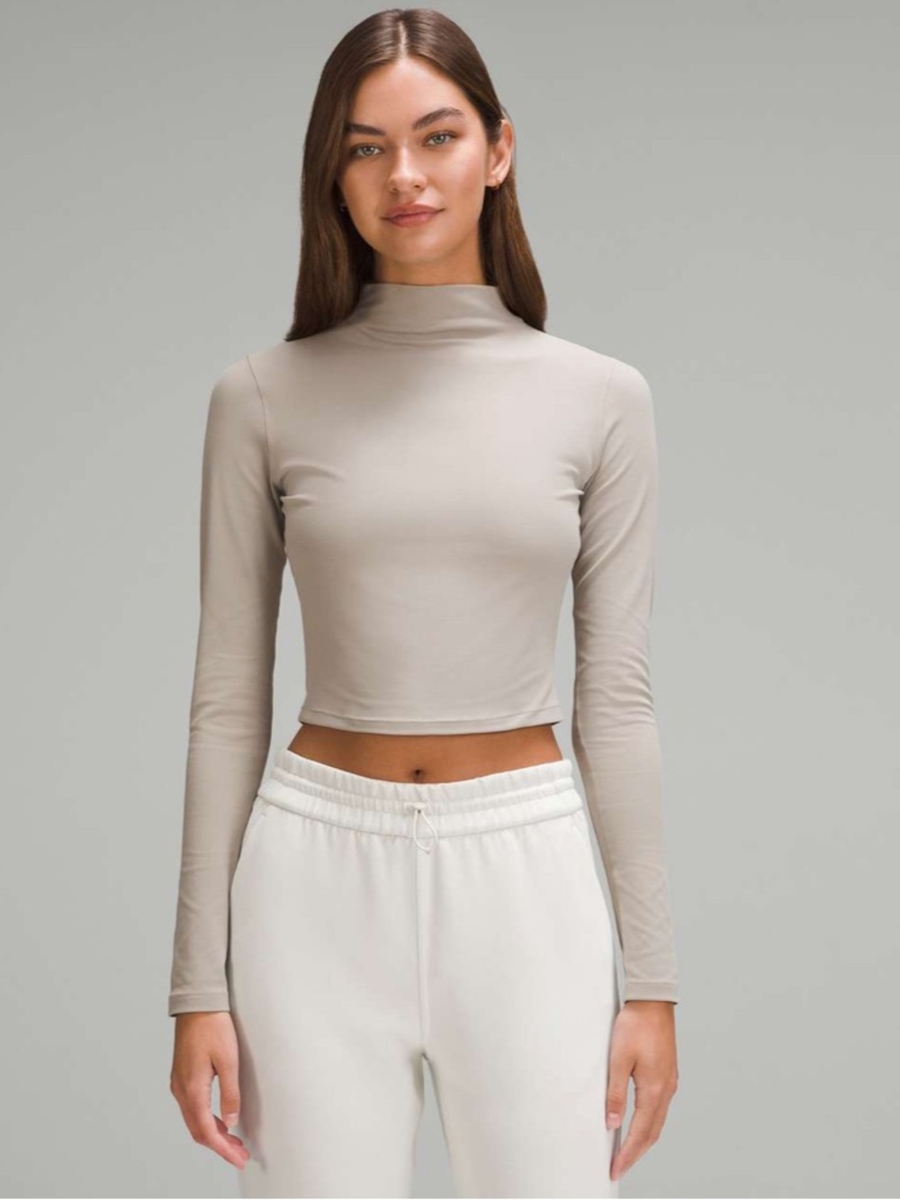 Lululemon All Aligned Mock-Neck Long-Sleeve Shirt in Riverstone
